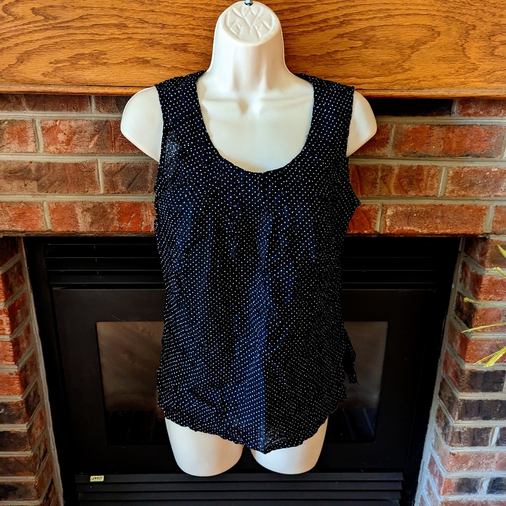 Willi Smith black polka Dot Sleeveless blouse women size small